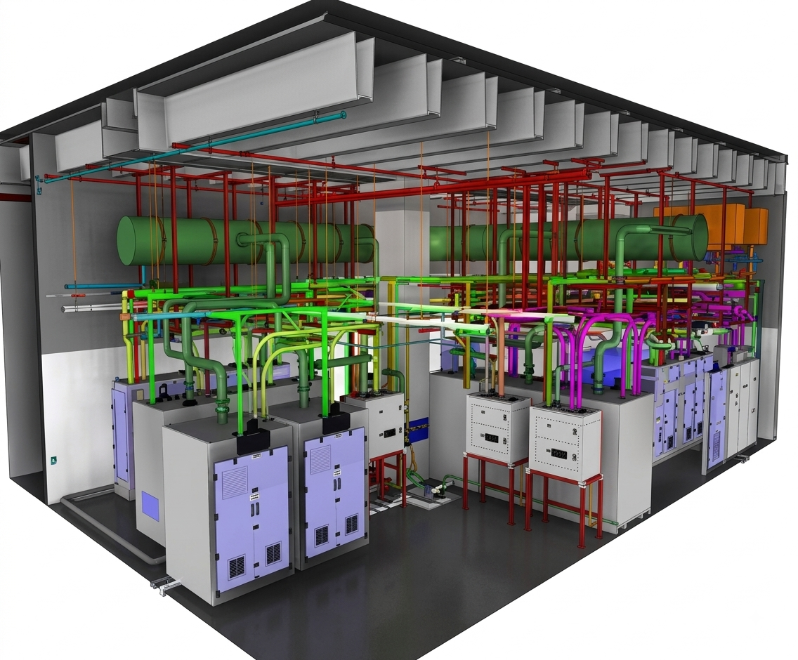 Clash detection detail view of process piping