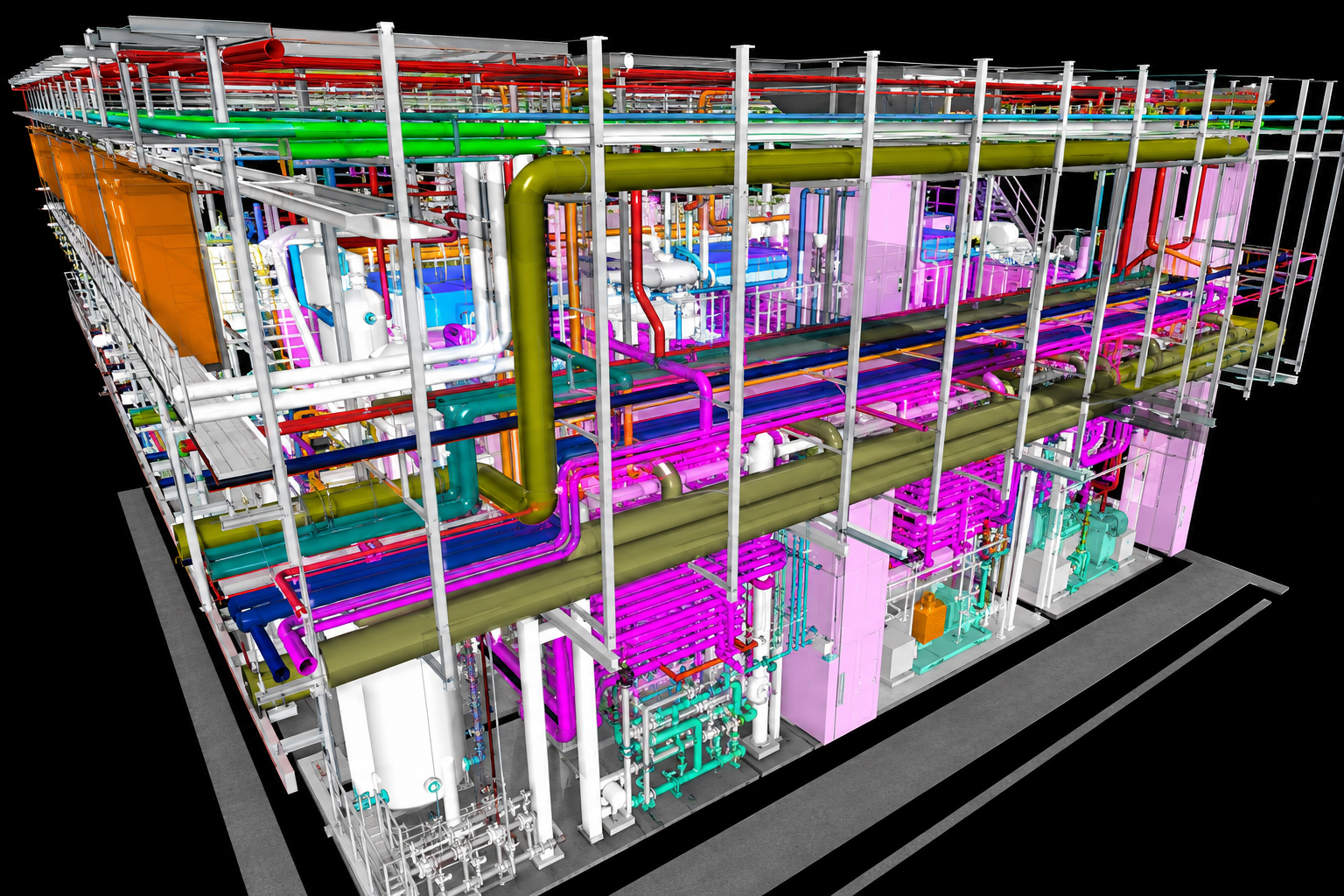 Clash detection detail view of process piping