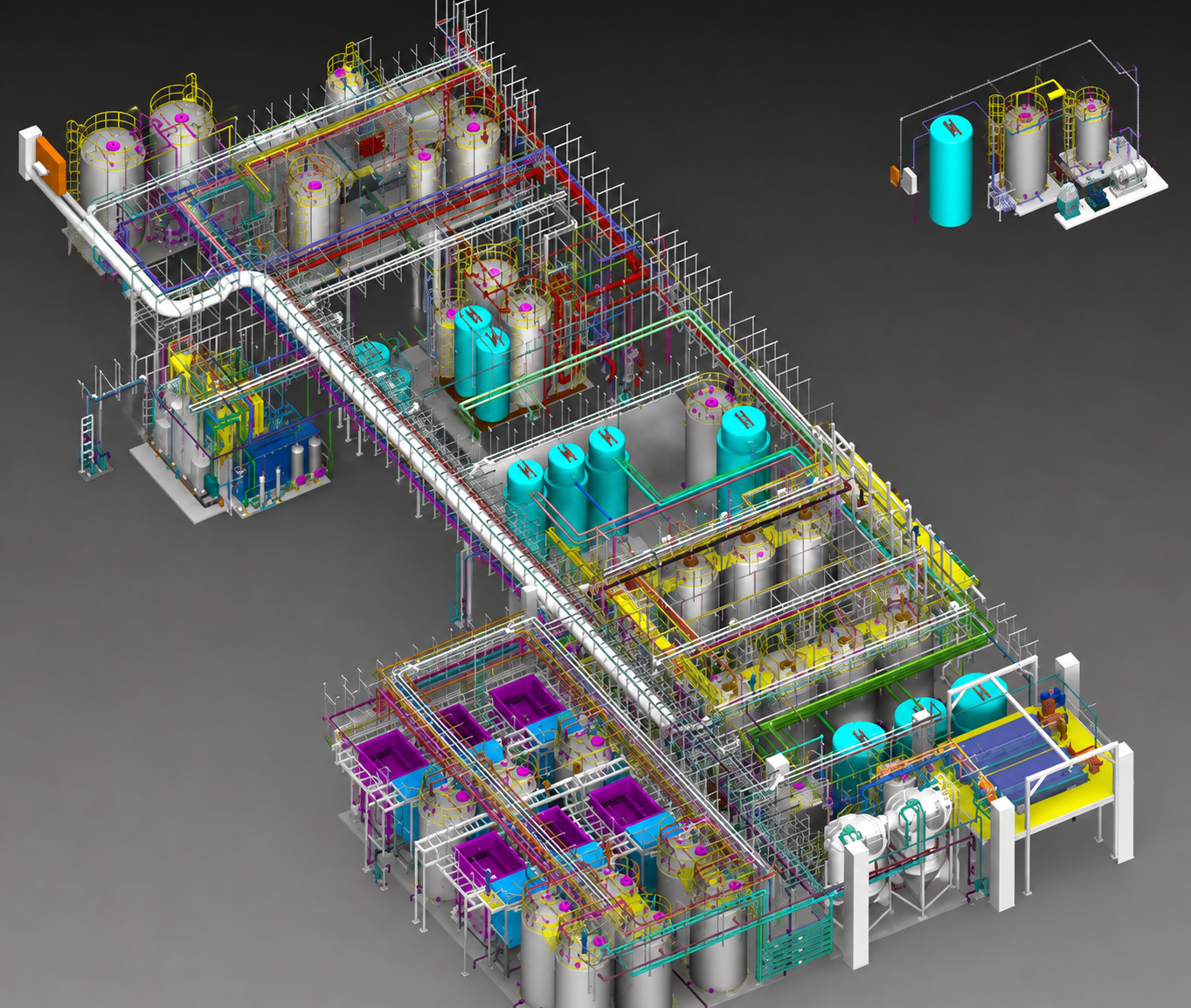 Full BIM model overview of the process wastewater treatment system