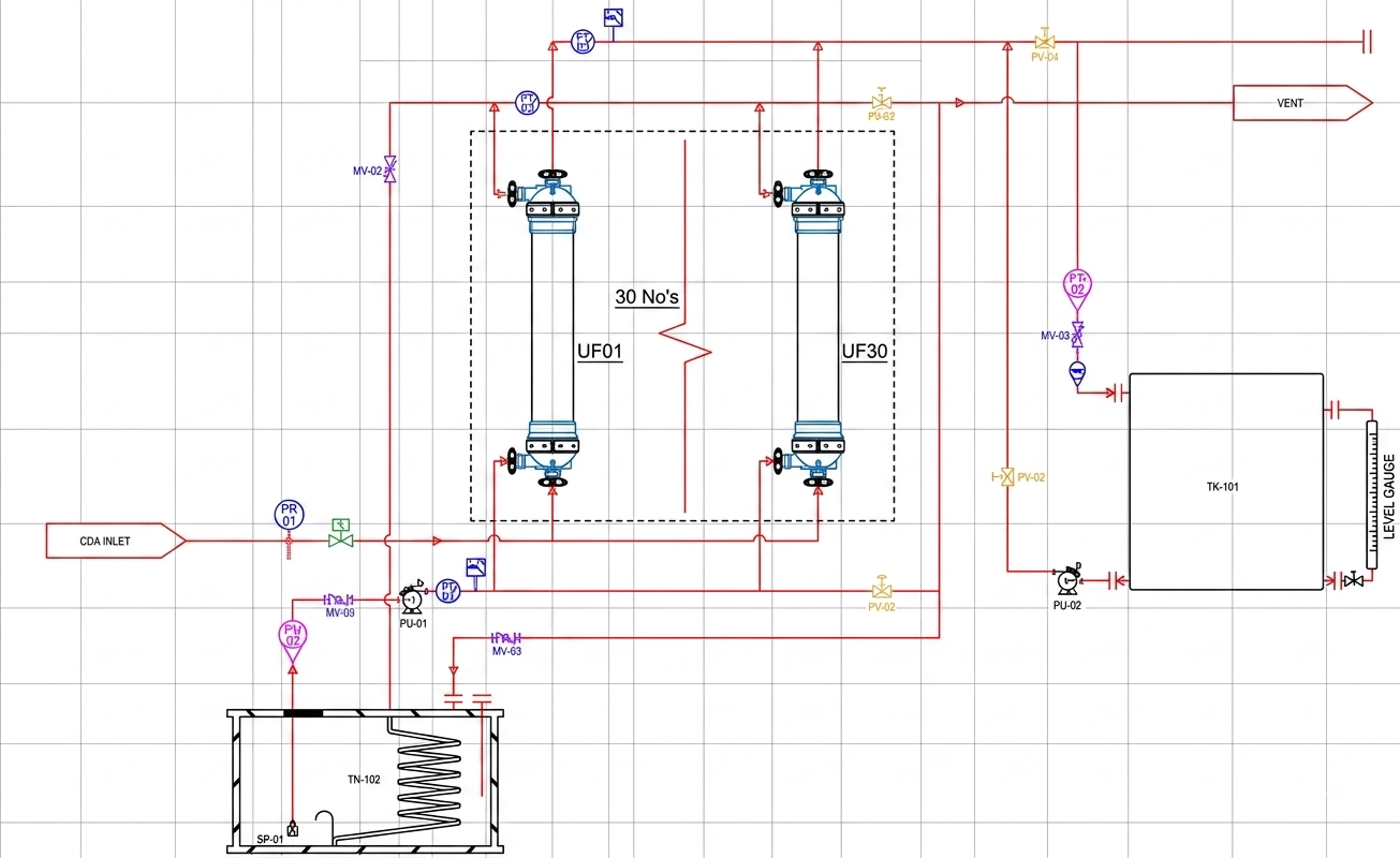 Isometric detail view of the coordinated BIM model