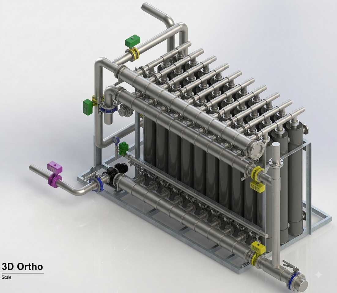 Full BIM model overview of the process wastewater treatment system